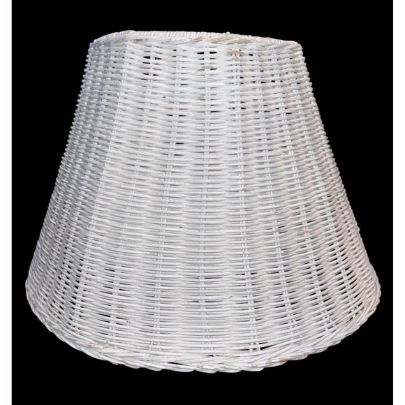 Vtg White Woven Wicker/Rattan Lamp Light Shade 10" Tall - Picture 4 of 4